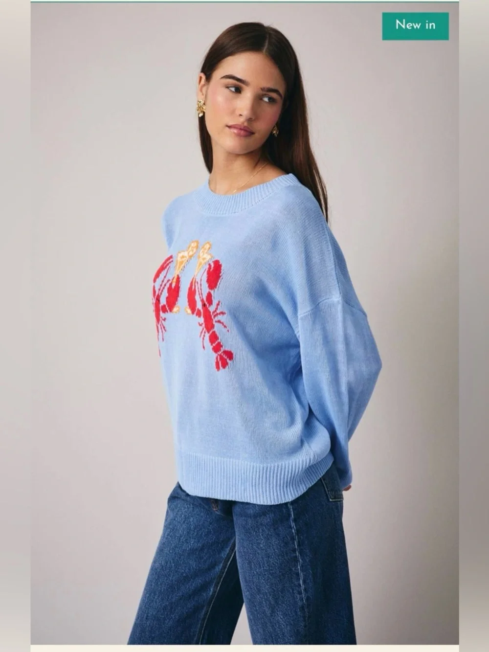 Sunday Edition Lobsters & Cocktails Sweater Blue Size L - Picture 2 of 14